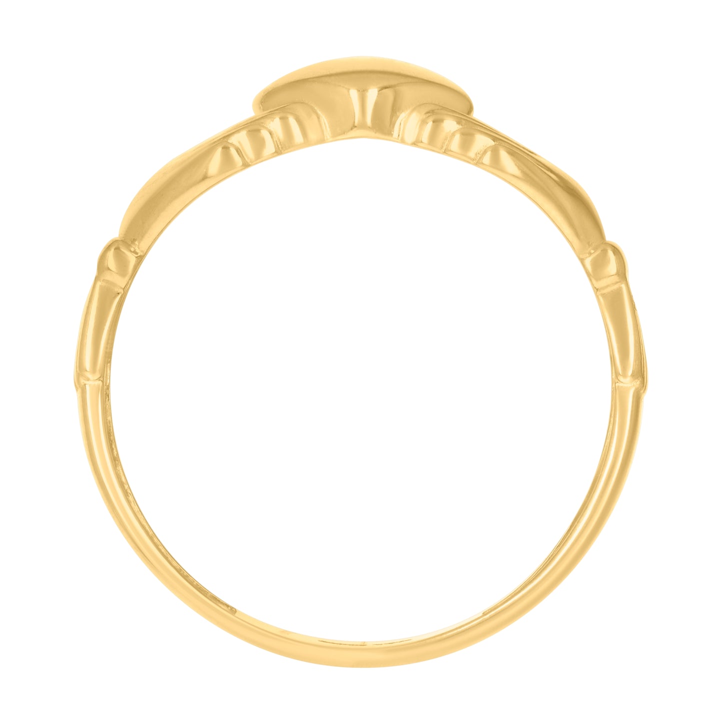 10K Yellow Gold Womens Heart Claddagh Ring