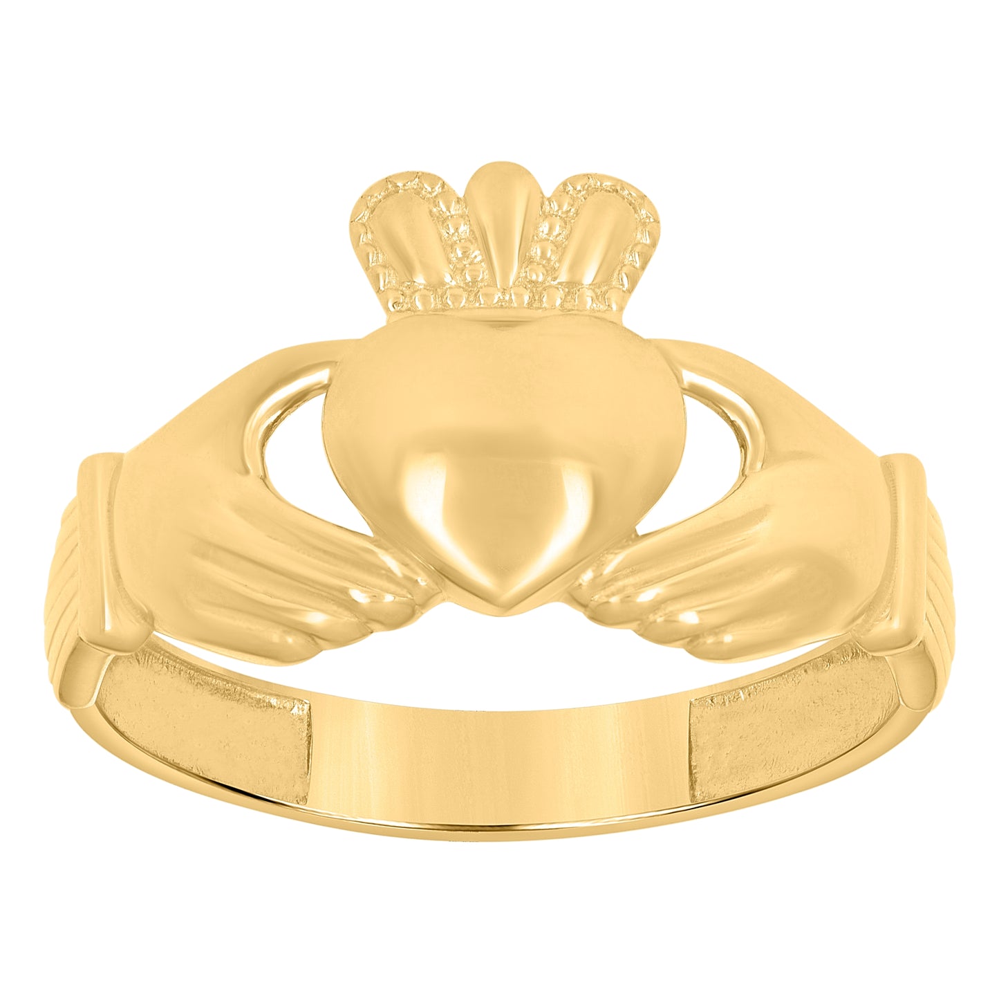 10K Yellow Gold Womens Heart Claddagh Ring