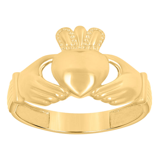 10K Yellow Gold Womens Heart Claddagh Ring
