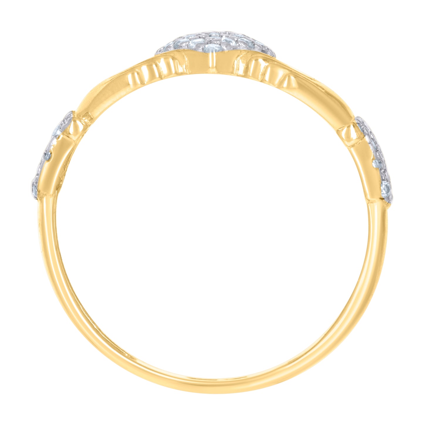 10K Two-tone Gold Womens Cubic-Zirconia Heart Claddagh Ring