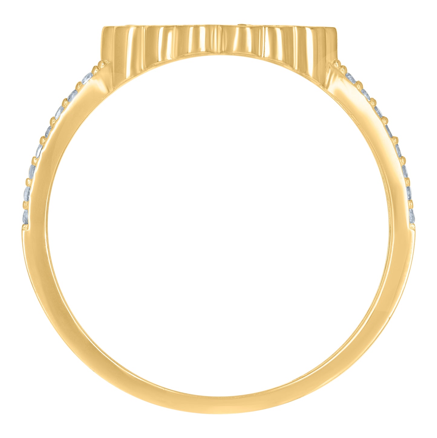 10K Yellow Gold Womens Cubic-Zirconia 15 Anos Quinceanera Hearts Ring
