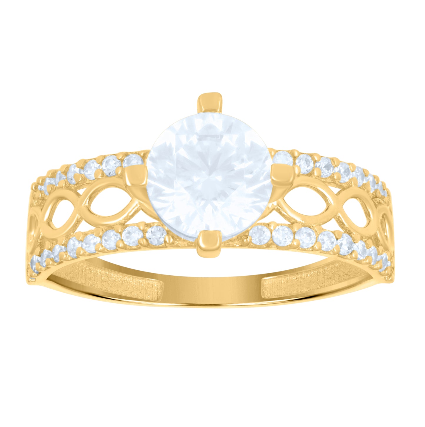 10K Yellow Gold Womens Cubic-Zirconia Trio Ring Set