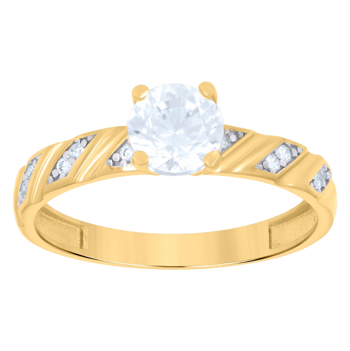10K Two-Tone Gold Womens Cubic-Zirconia Trio Ring Set