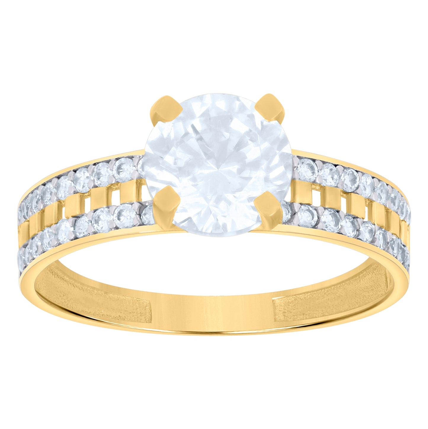 10K Two-Tone Gold Womens Cubic-Zirconia Trio Ring Set