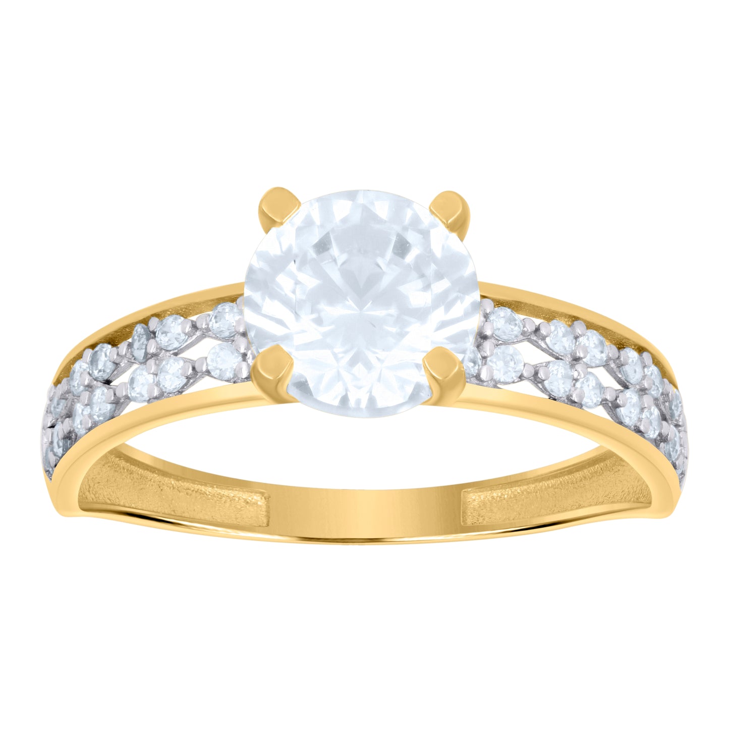 10K Two-Tone Gold Womens Cubic-Zirconia Trio Ring Set