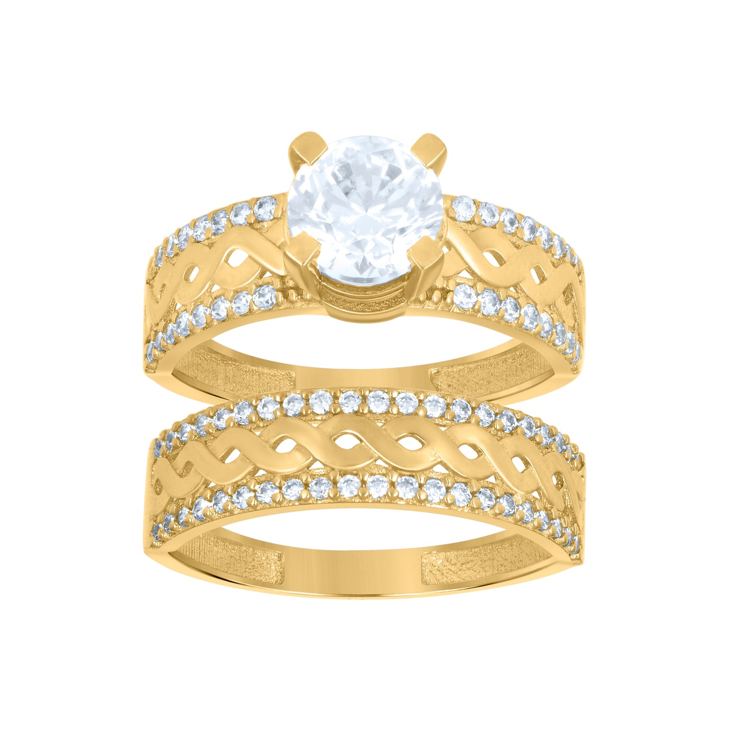 10K Yellow Gold Womens Cubic-Zirconia Infinity Duo Bridal Ring Set Ring