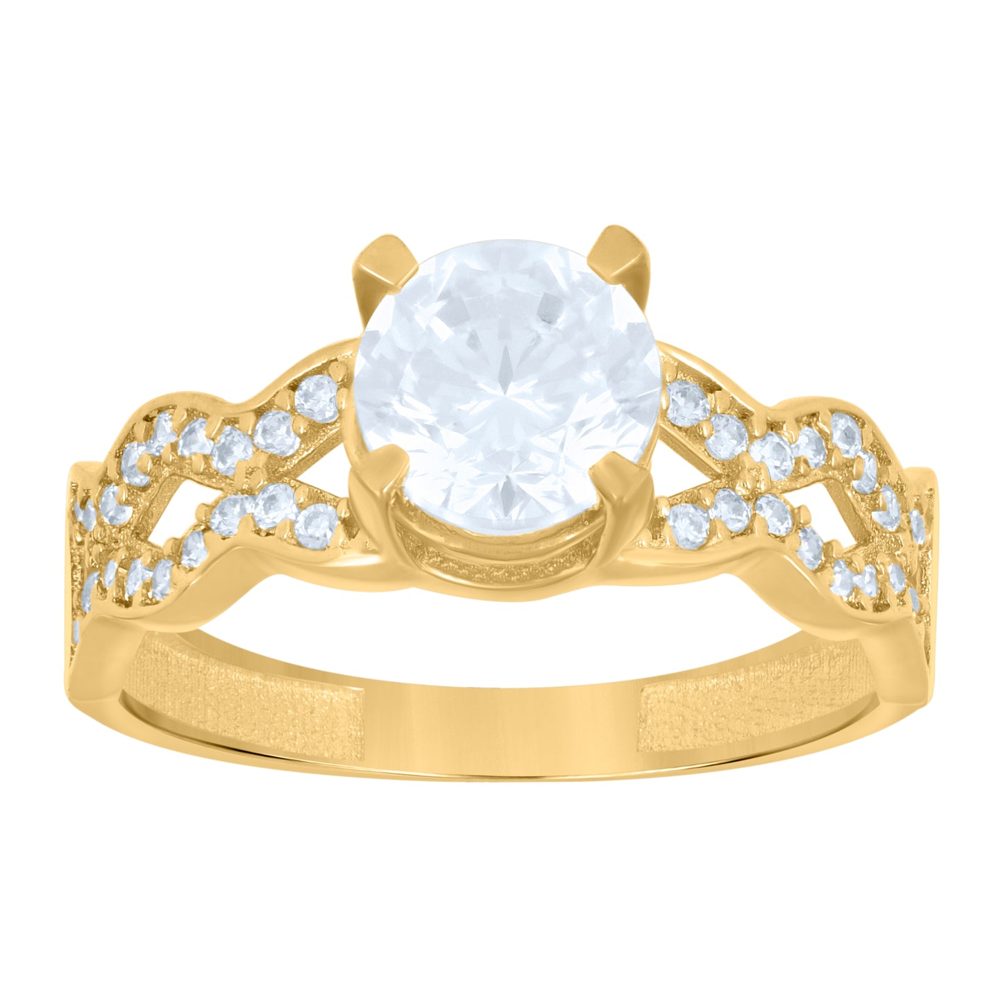 10K Yellow Gold Womens Cubic-Zirconia Duo Bridal Ring Set Ring