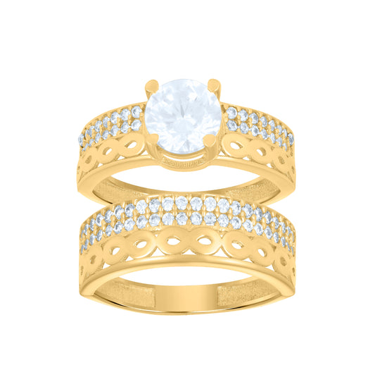 10K Yellow Gold Womens Cubic-Zirconia Infinity Duo Bridal Ring Set Ring