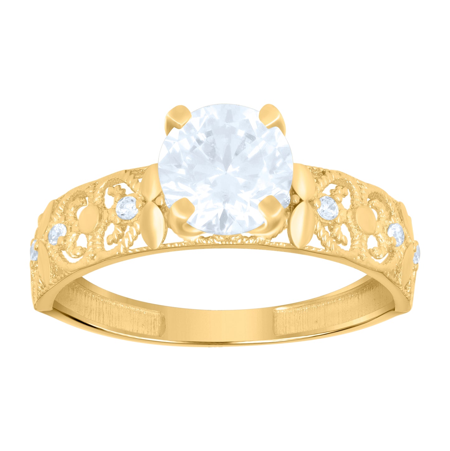 10K Yellow Gold Womens Cubic-Zirconia Duo Bridal Ring Set Ring