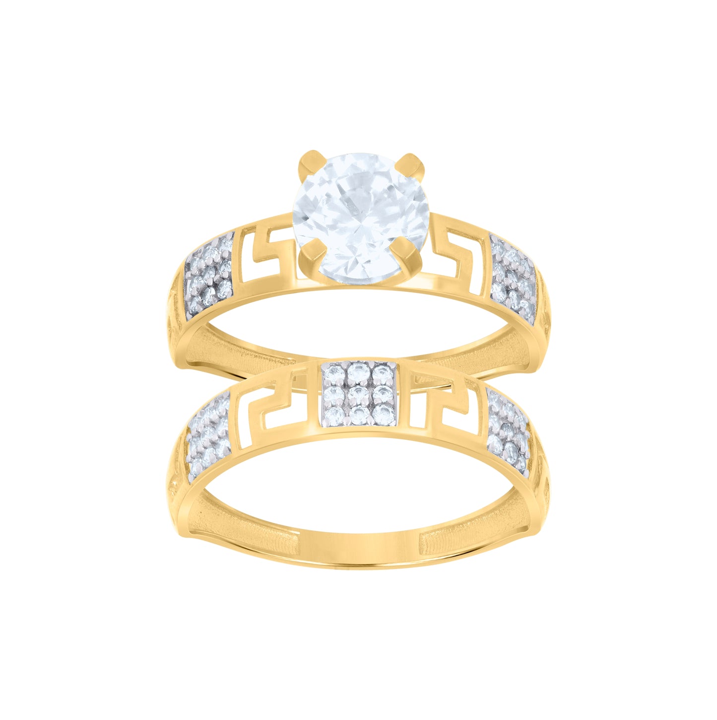 10K Two-Tone Gold Womens Cubic-Zirconia Duo Bridal Ring Set Ring