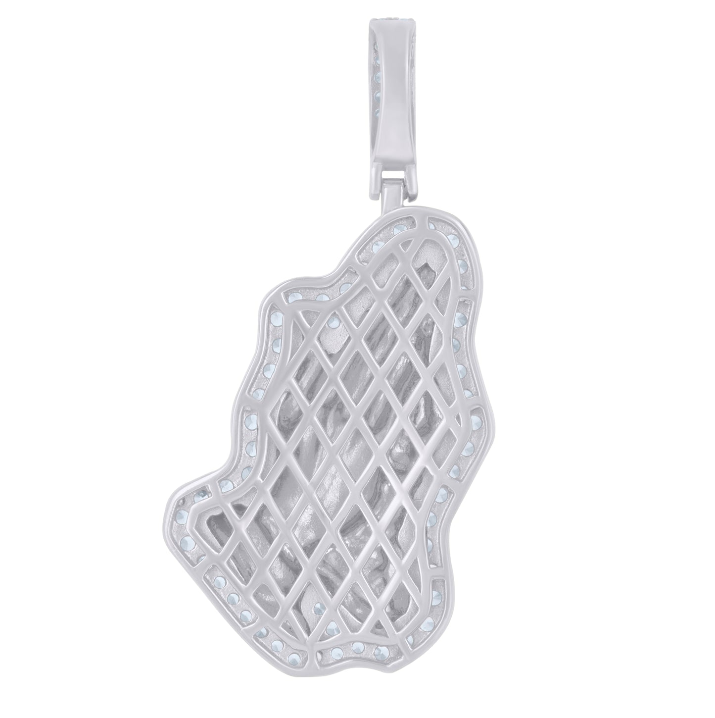Sterling Silver Mens Cubic-Zirconia Praying Hands Symbol Religious Charm Pendant