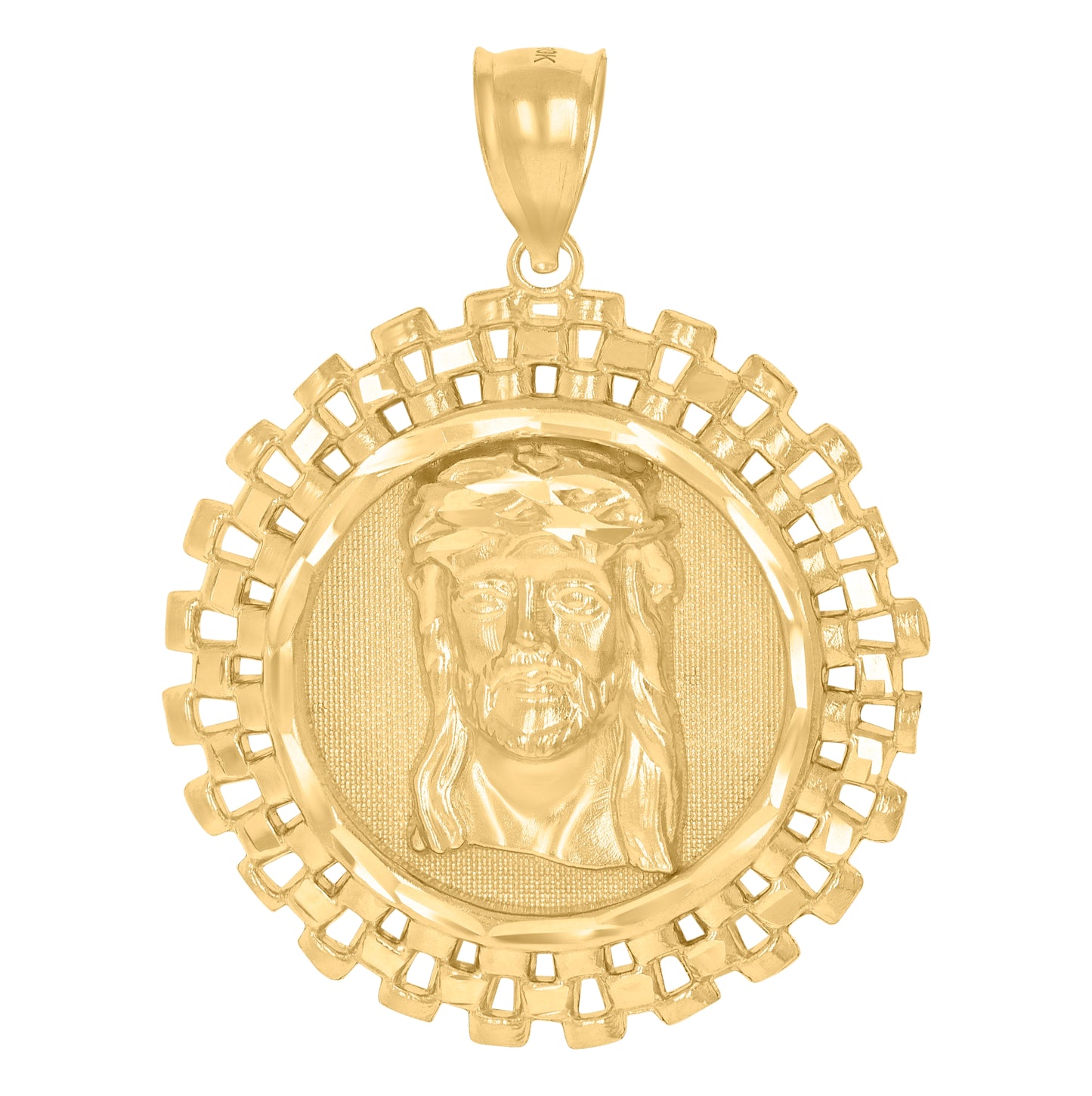 10K Yellow Gold Mens Jesus Religious Charm Pendant