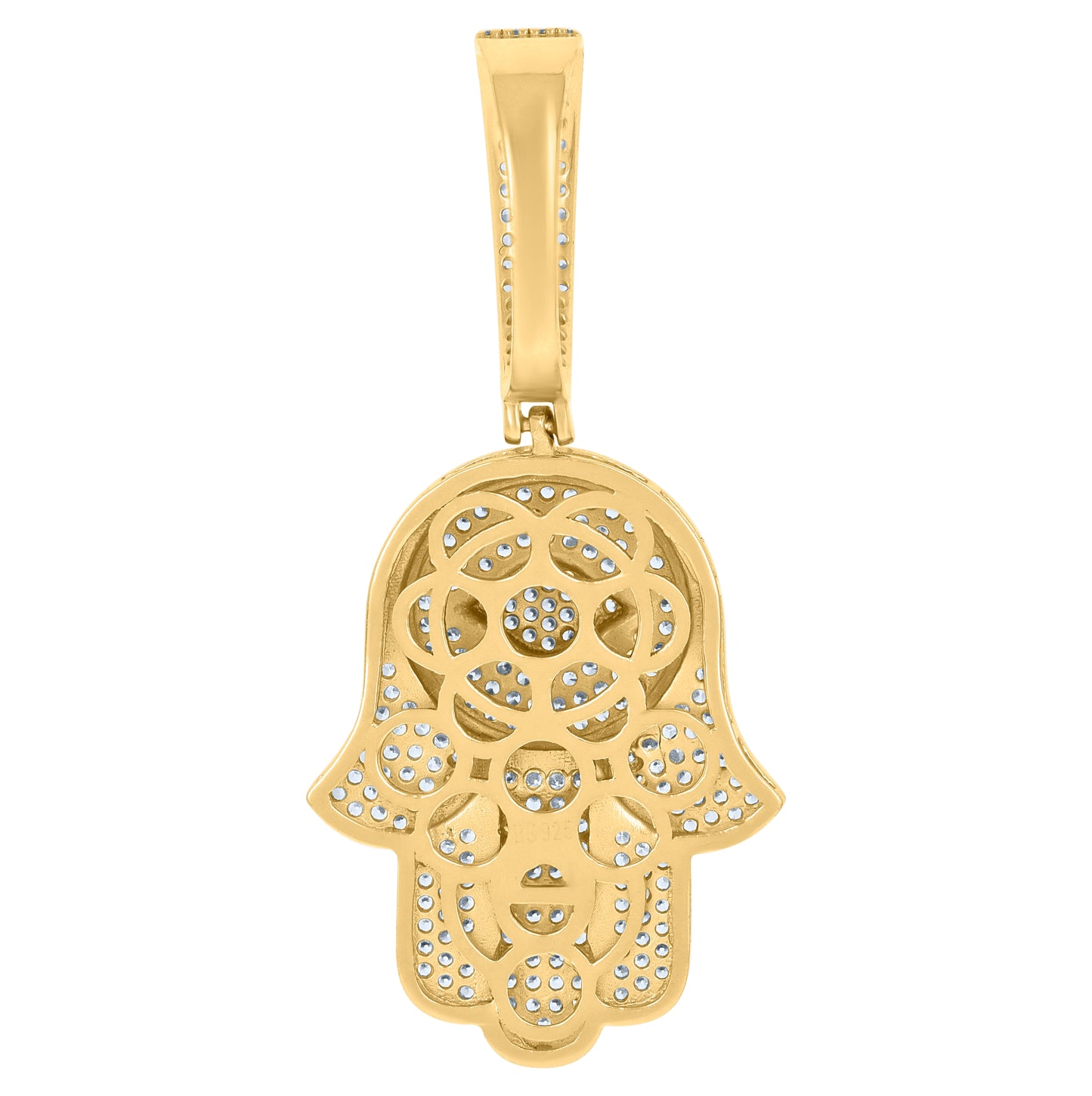Sterling Silver Mens Cubic-Zirconia Hamsa Religious Charm Pendant