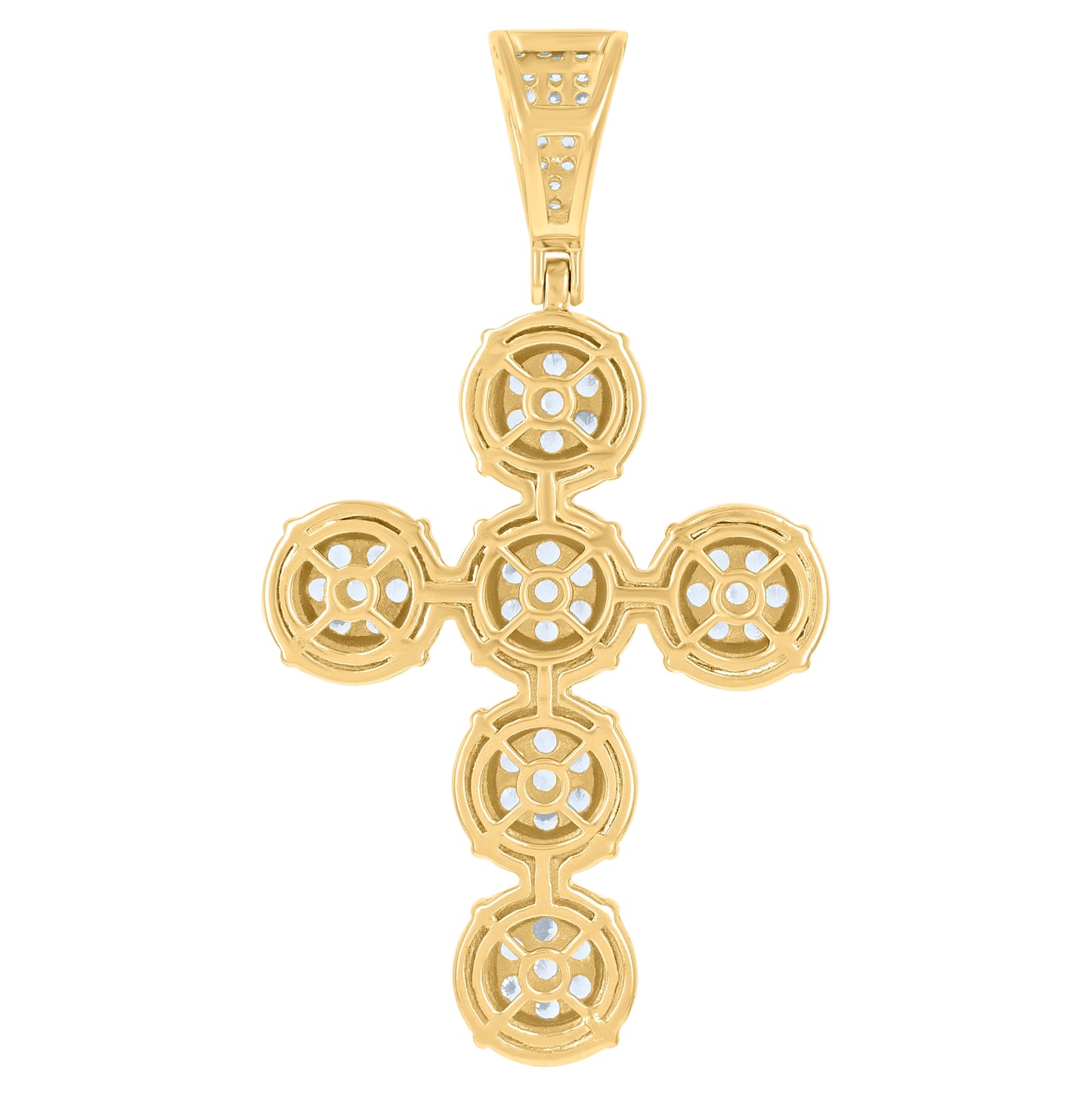 Sterling Silver Yellow-tone Mens Cubic-Zirconia Cross Religious Charm Pendant