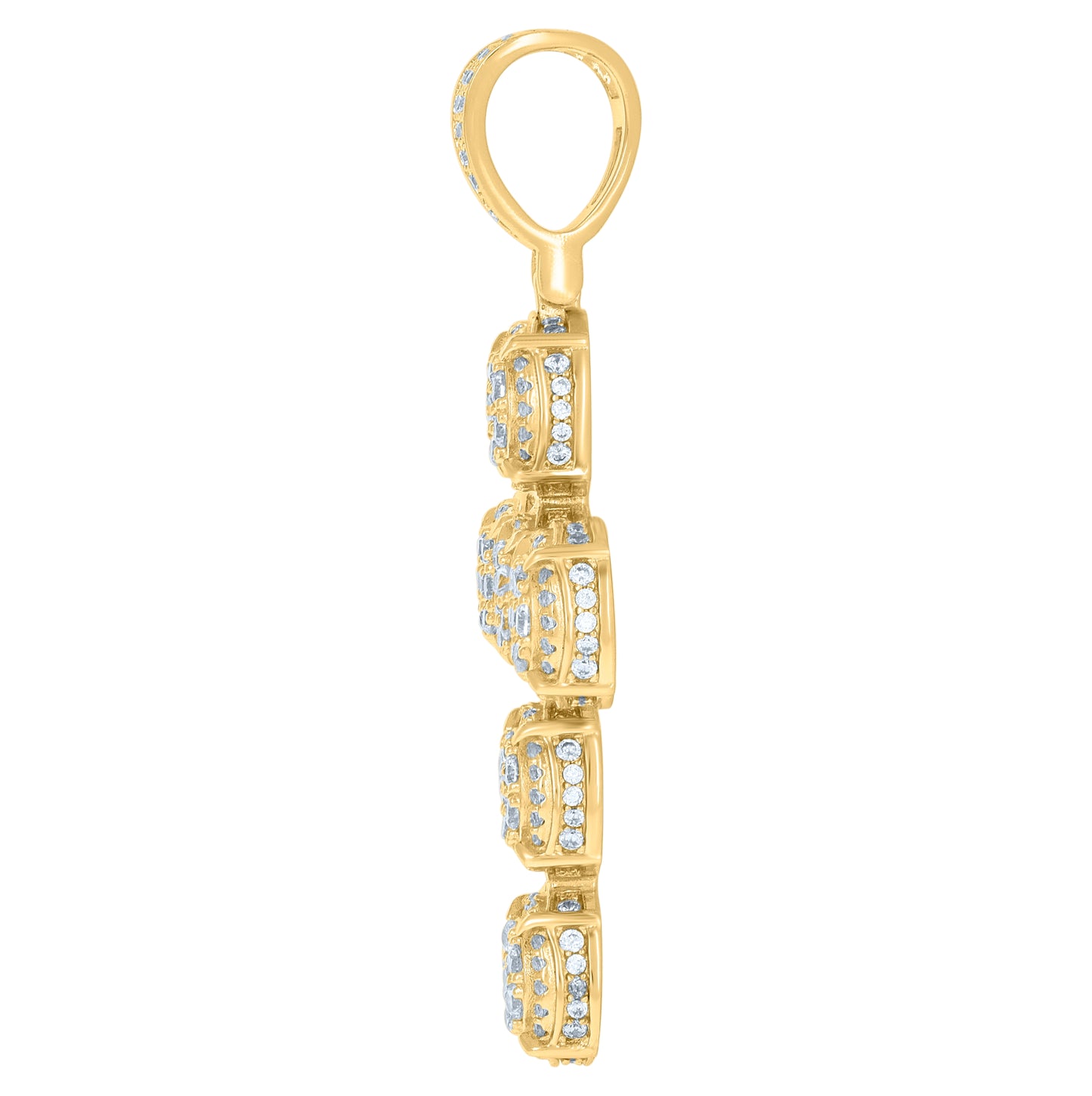 Sterling Silver Yellow-tone Mens Cubic-Zirconia Cross Religious Charm Pendant