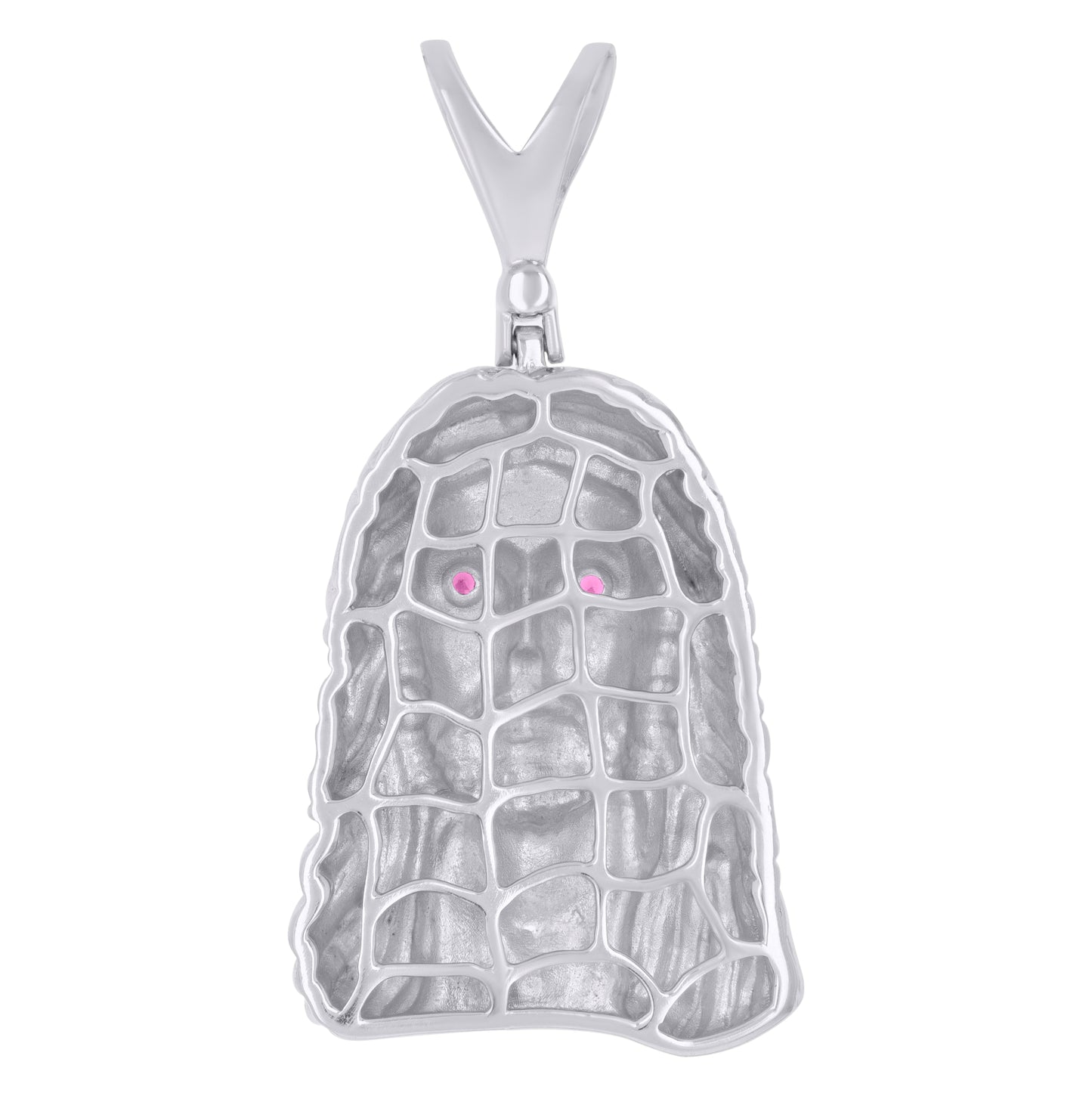 Sterling Silver Mens Purple Cubic-Zirconia Jesus Religious Charm Pendant