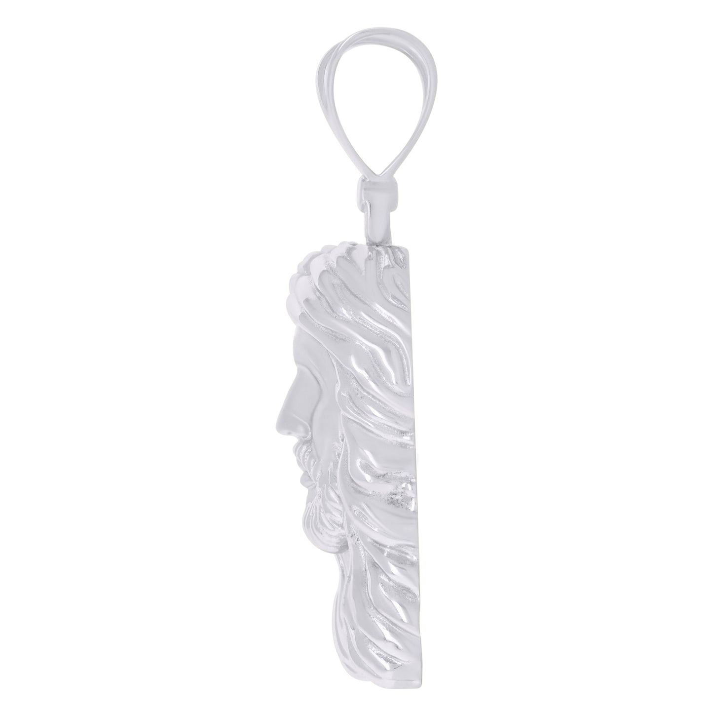Sterling Silver Mens Purple Cubic-Zirconia Jesus Religious Charm Pendant