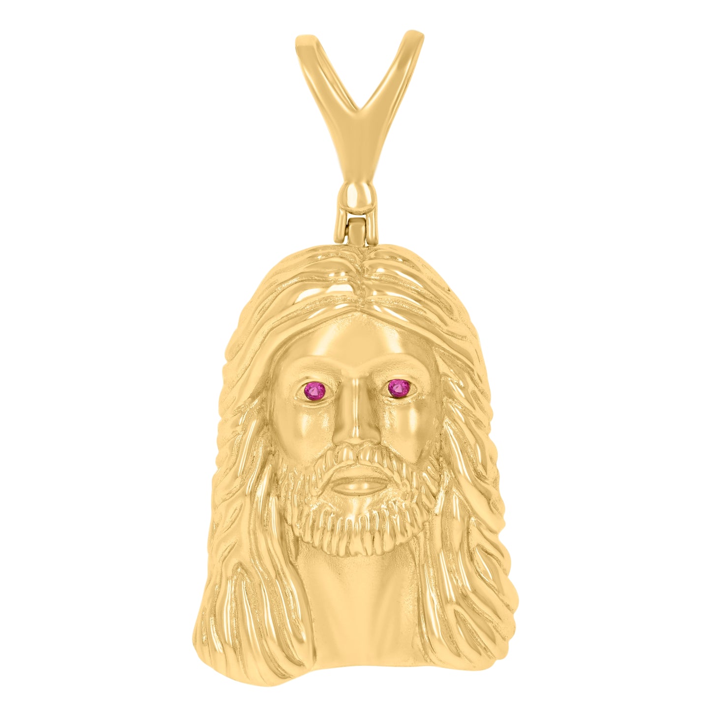 Sterling Silver Mens Purple Cubic-Zirconia Jesus Religious Charm Pendant