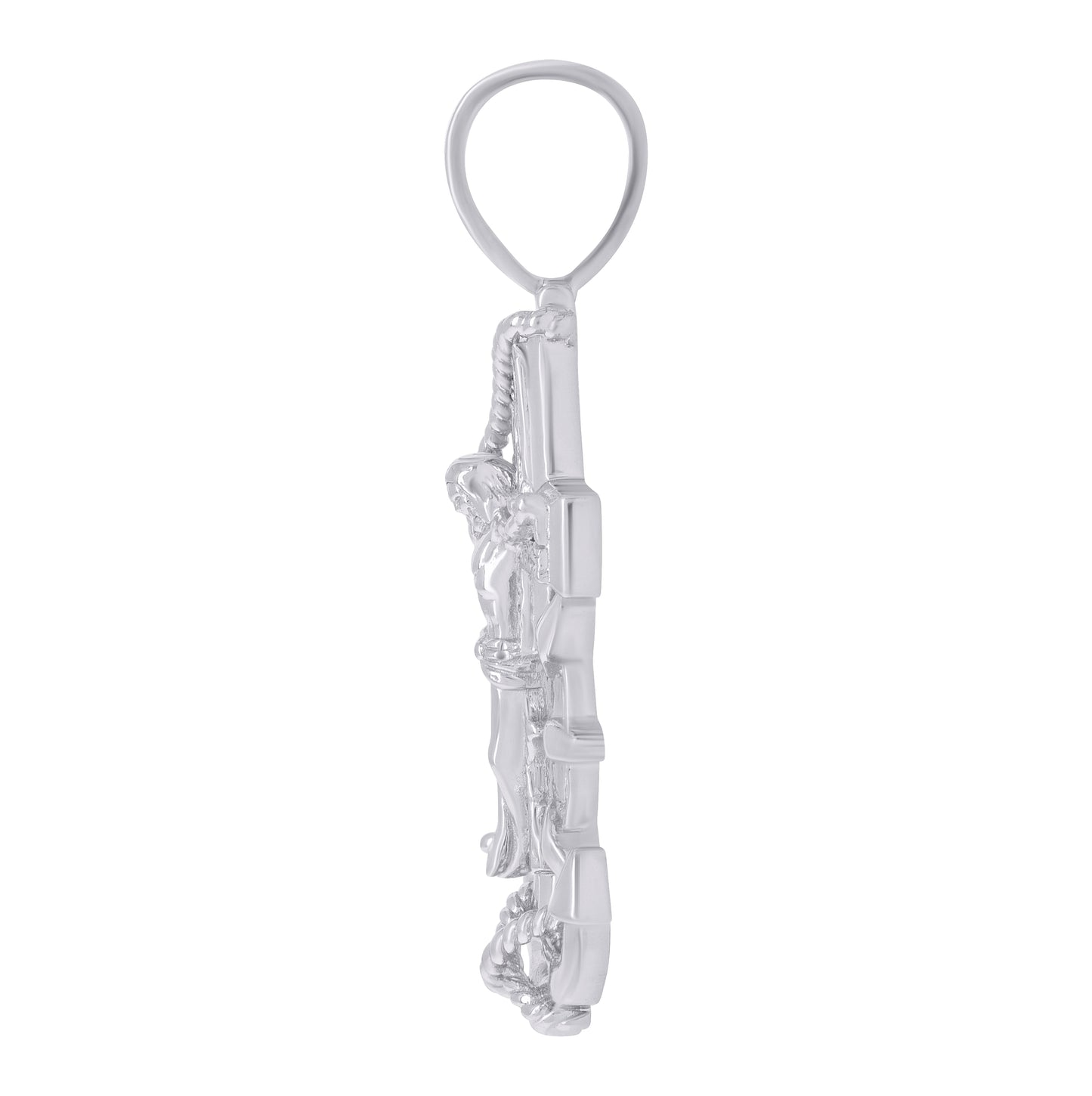 Sterling Silver Mens Anchor Crucifix Religious Charm Pendant