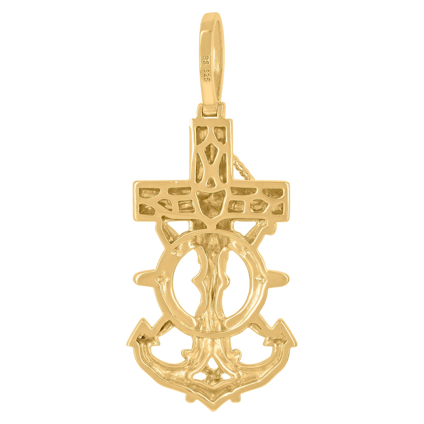 Sterling Silver Mens Anchor Crucifix Religious Charm Pendant