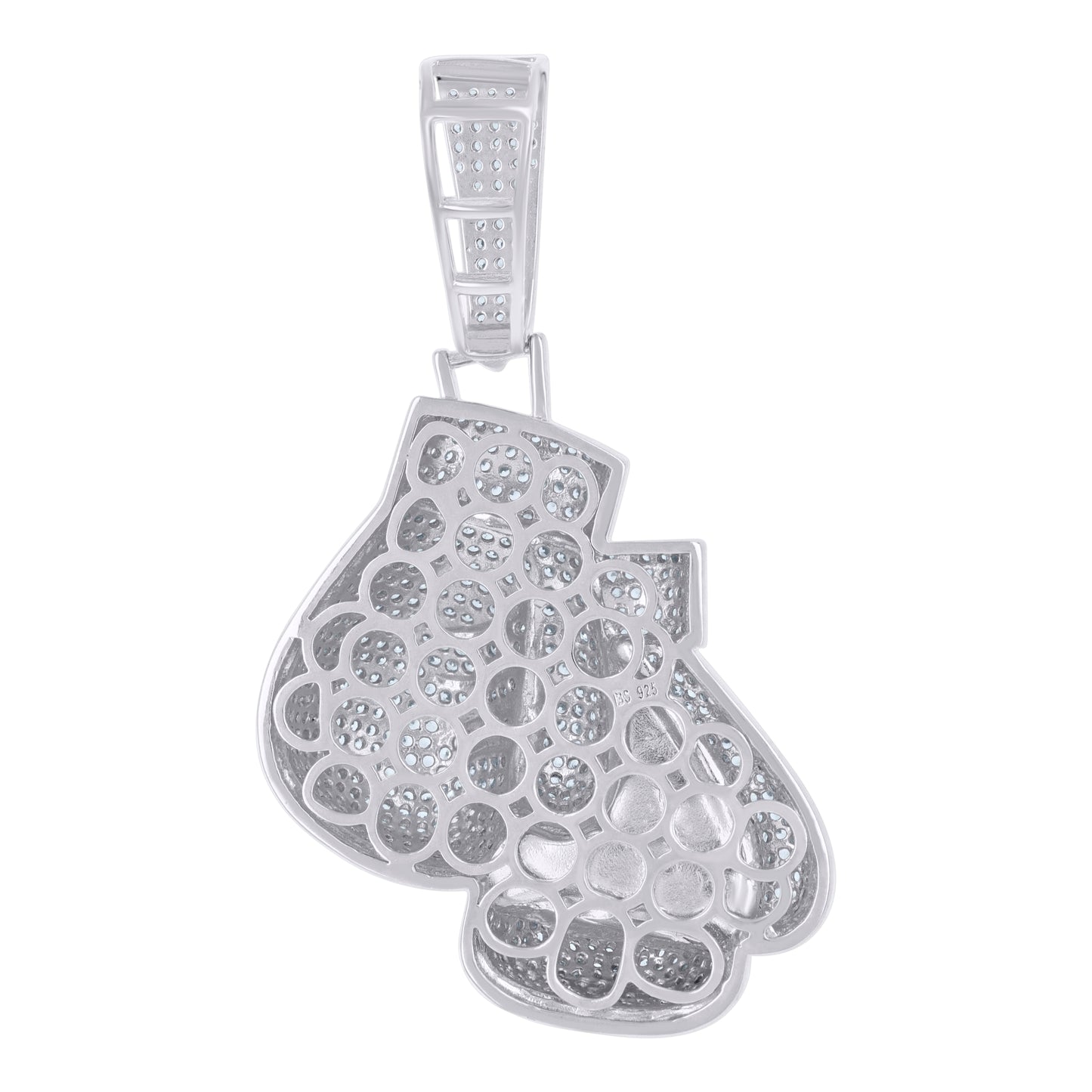 Sterling Silver Mens Cubic-Zirconia Boxing Gloves Sports Charm Pendant