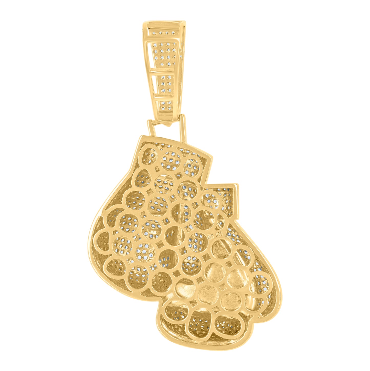 Sterling Silver Mens Cubic-Zirconia Boxing Gloves Sports Charm Pendant