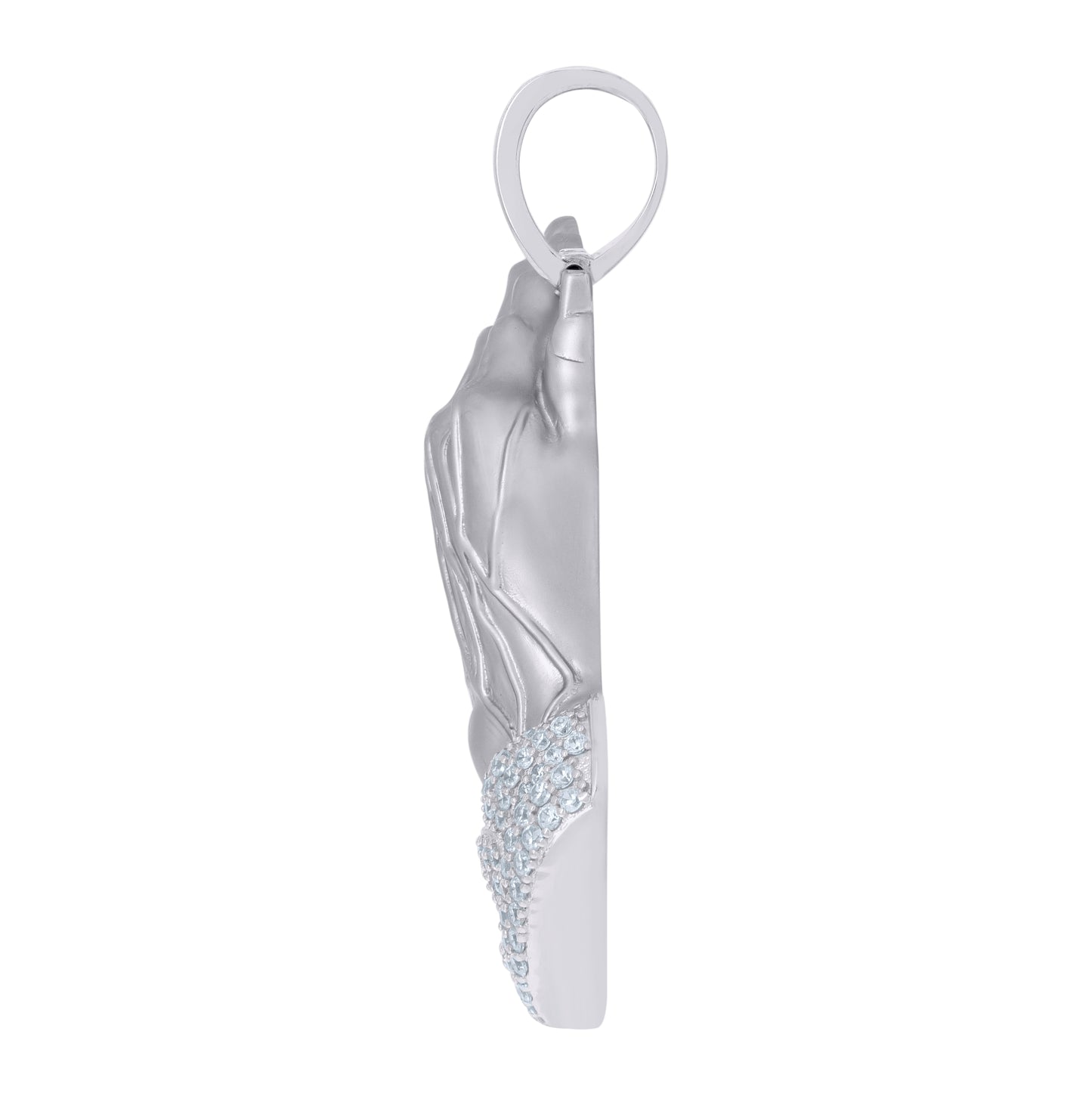 Sterling Silver Mens Cubic-Zirconia Praying Hands Symbol Religious Charm Pendant