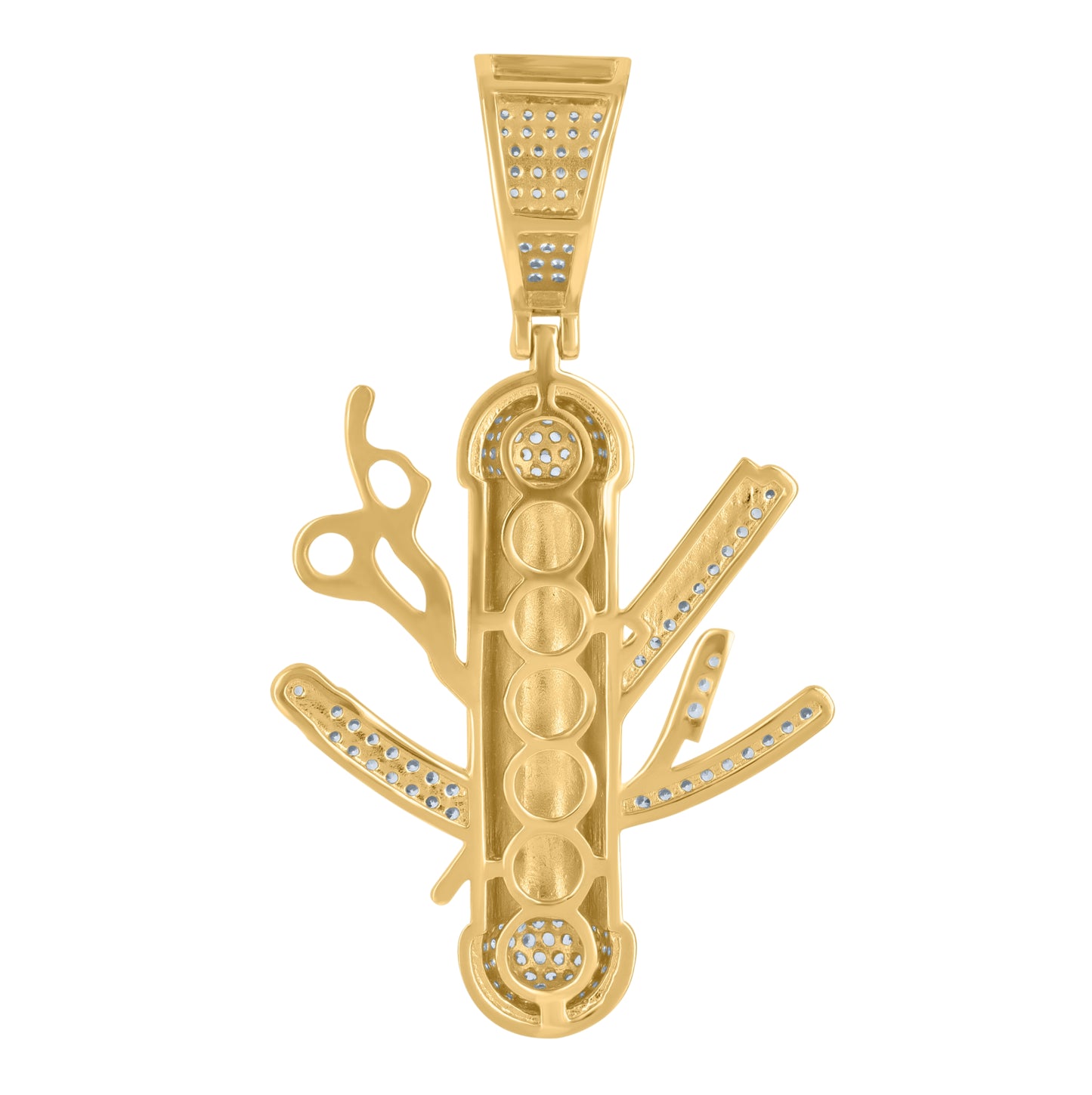Sterling Silver Mens Cubic-Zirconia Barber's Pole Fashion Charm Pendant