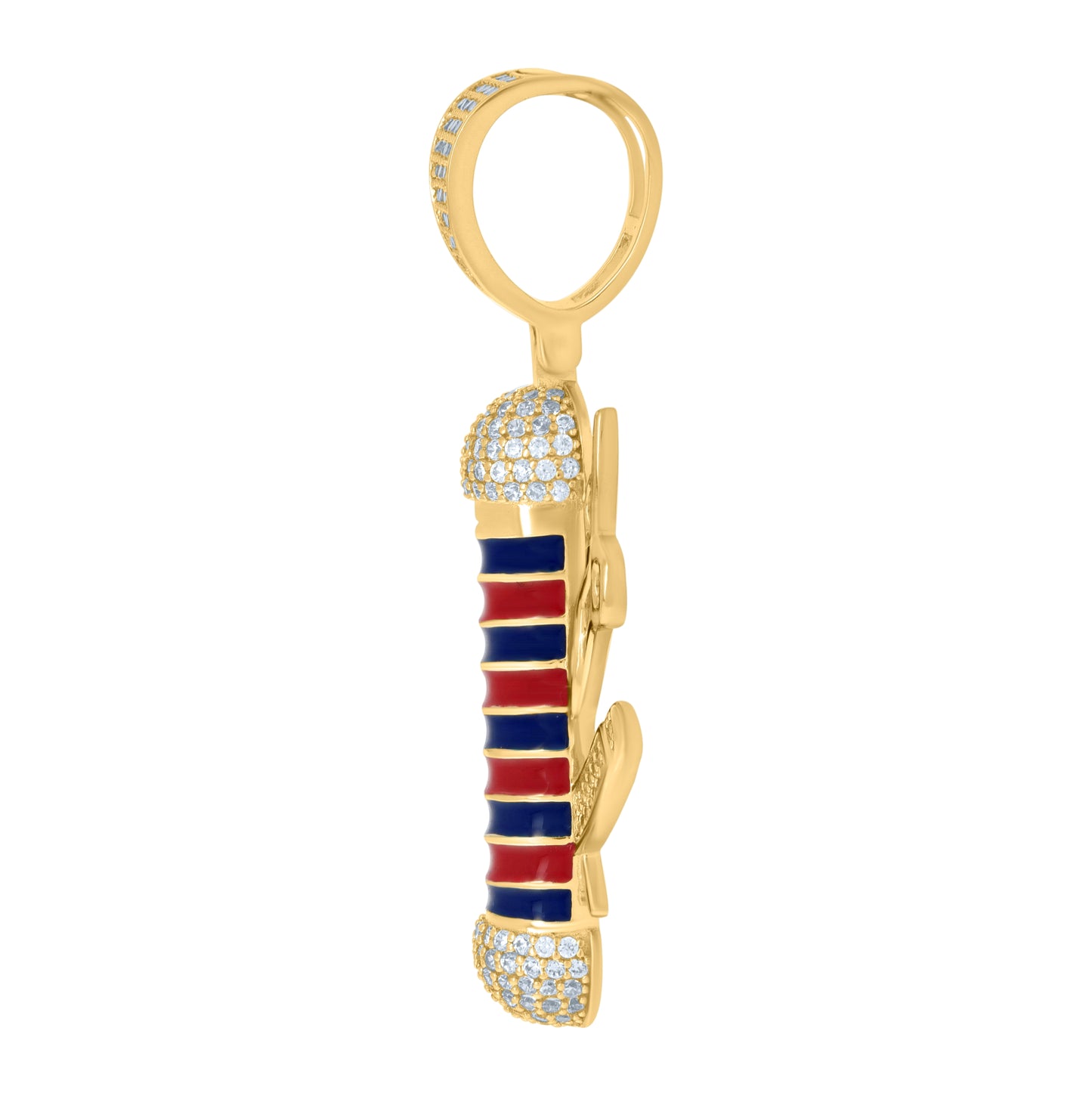Sterling Silver Mens Cubic-Zirconia Barber's Pole Fashion Charm Pendant