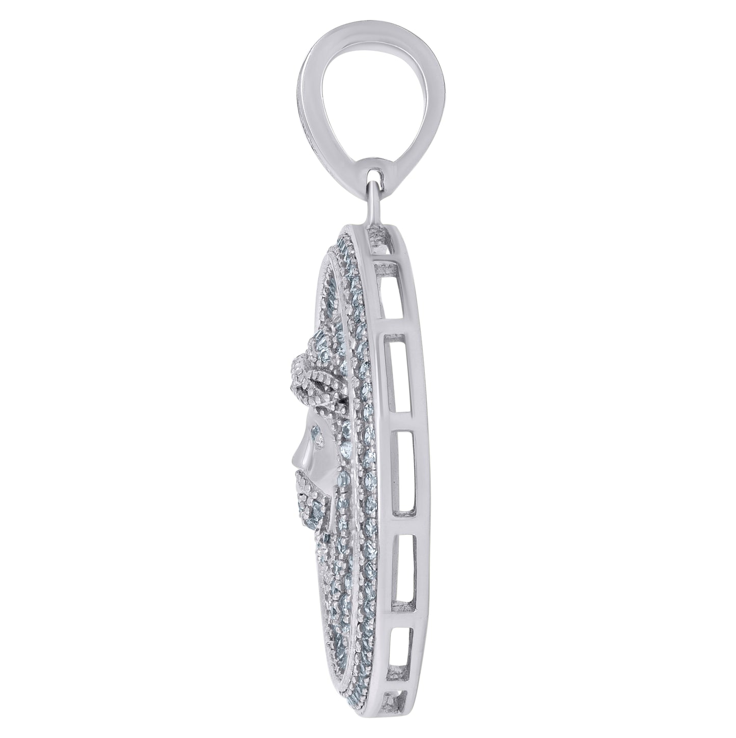 Sterling Silver Mens Cubic-Zirconia Jesus Religious Charm Pendant