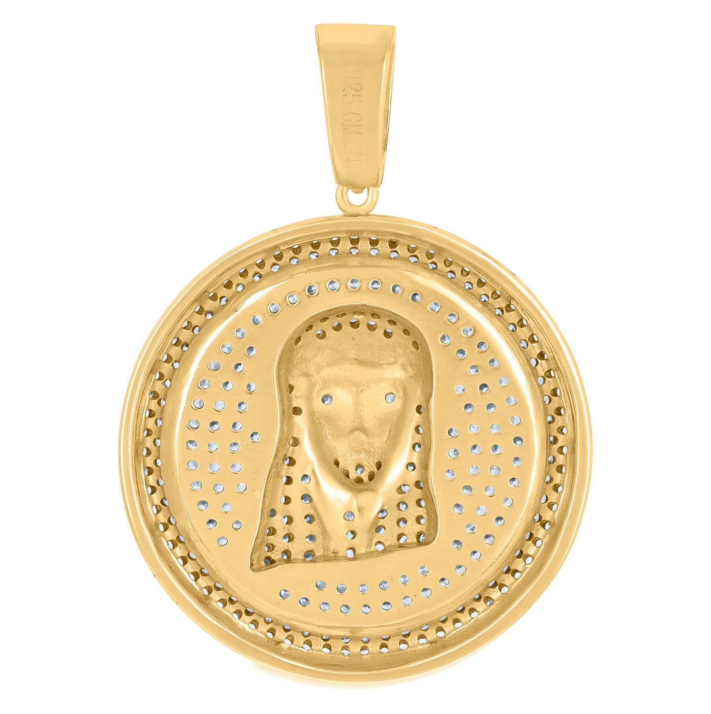Sterling Silver Mens Cubic-Zirconia Jesus Religious Charm Pendant