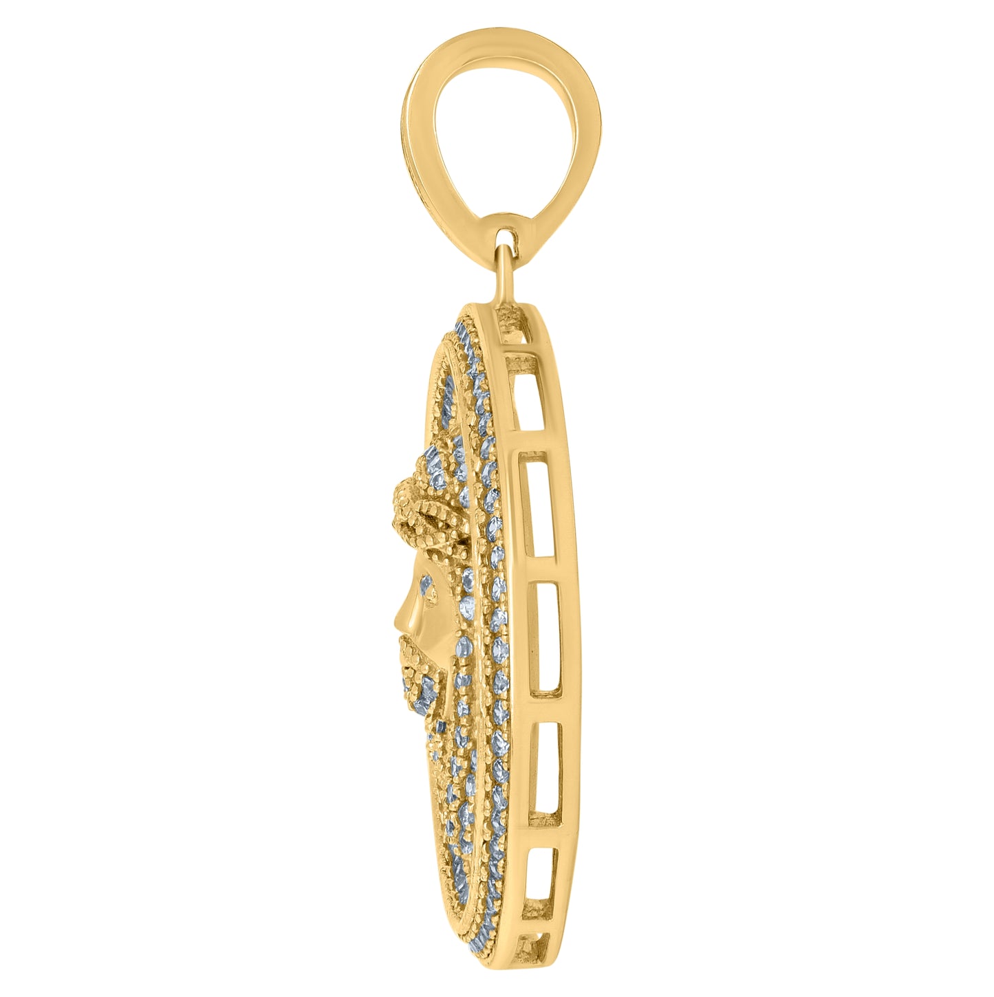 Sterling Silver Mens Cubic-Zirconia Jesus Religious Charm Pendant