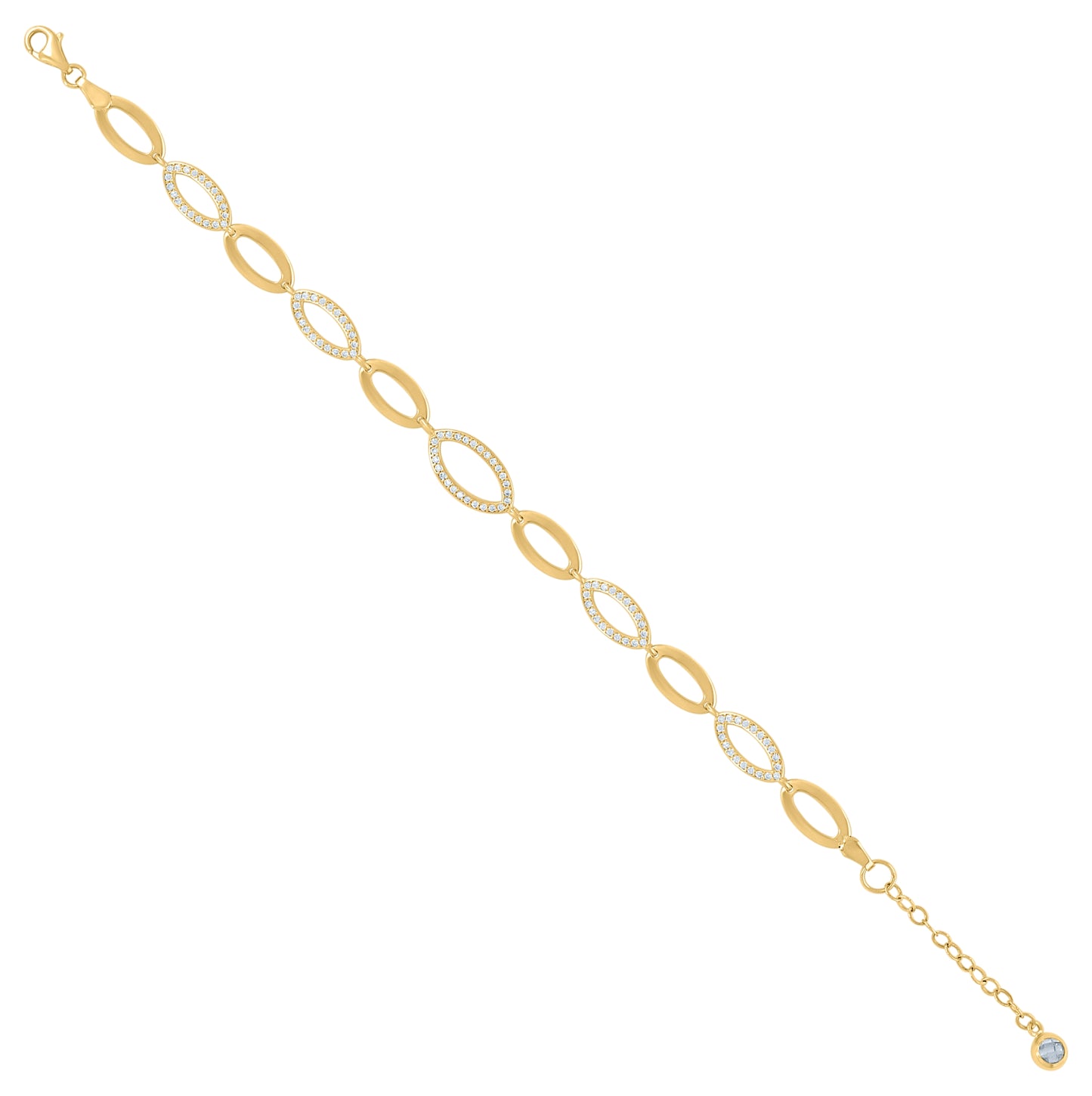 10K Yellow Gold Womens Cubic-Zirconia Fashion Link Bracelet Size 8 Inches
