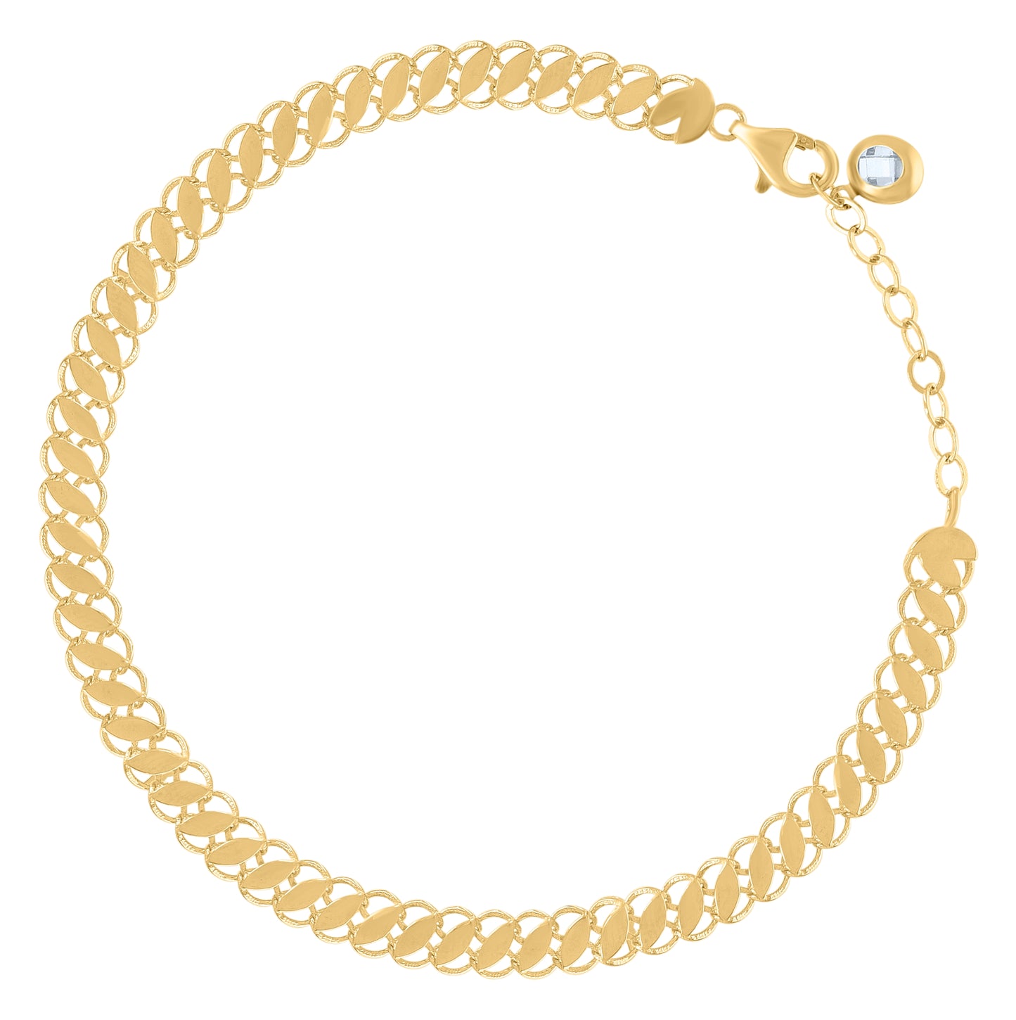 10K Yellow Gold Womens Cubic-Zirconia Fashion Link Bracelet Size 8 Inches