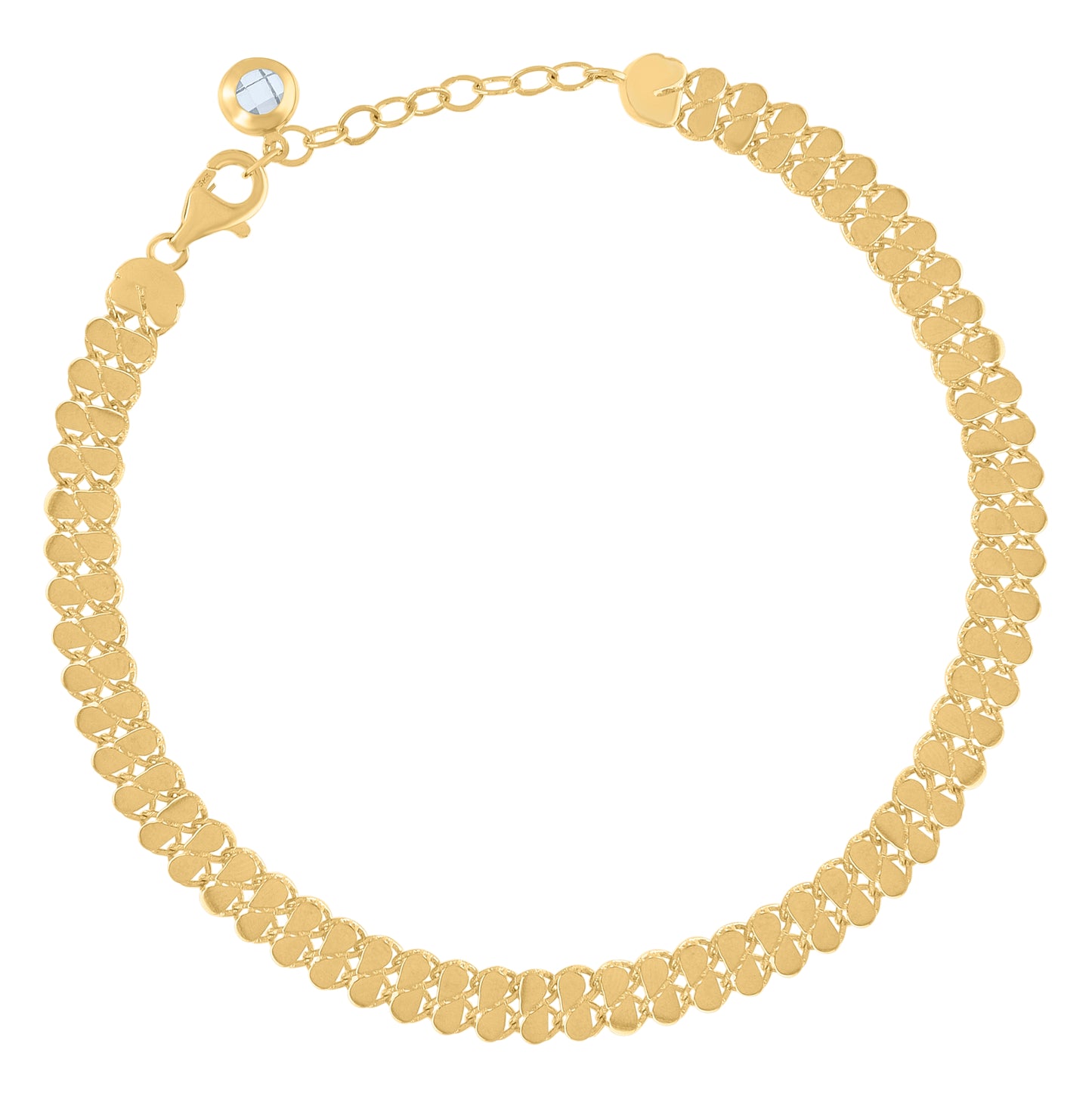 10K Yellow Gold Womens Cubic-Zirconia Fashion Link Bracelet Size 8 Inches