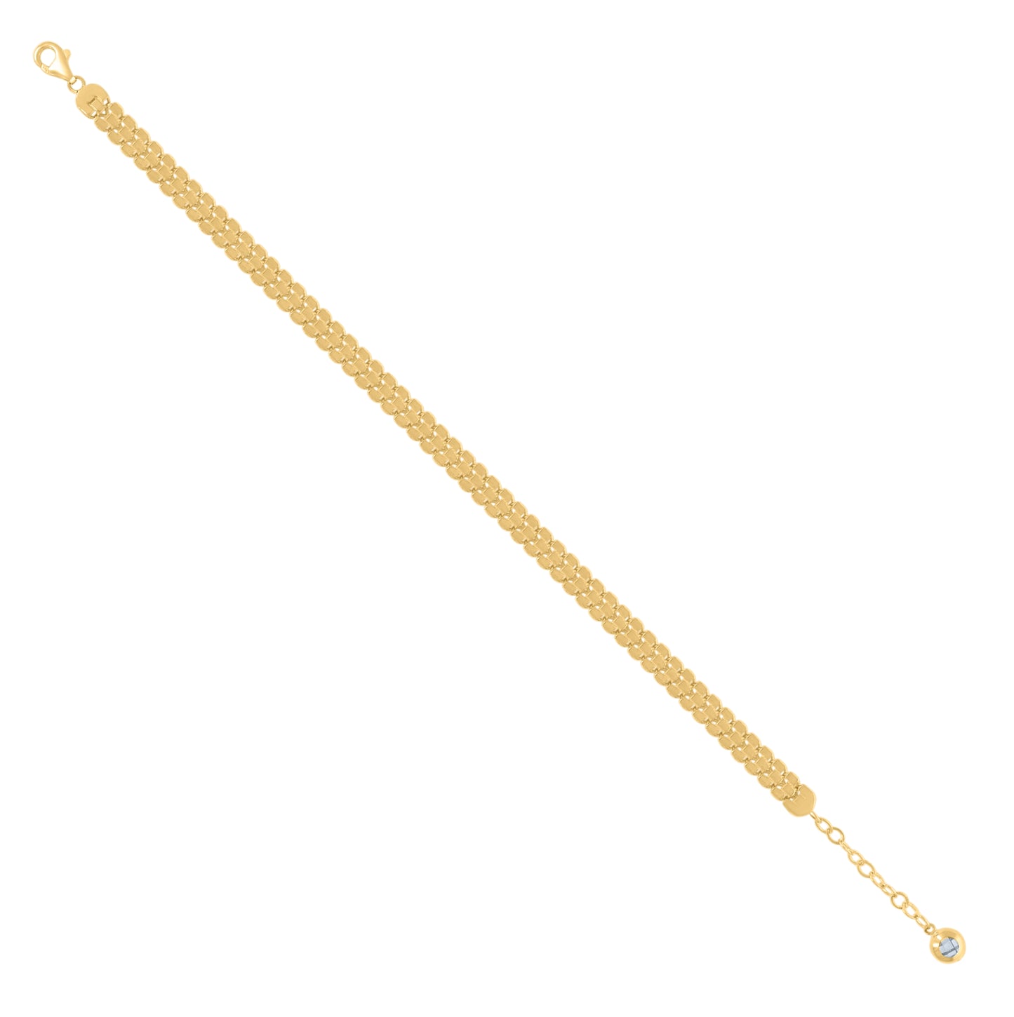 10K Yellow Gold Womens Cubic-Zirconia Fashion Link Bracelet Size 8 Inches