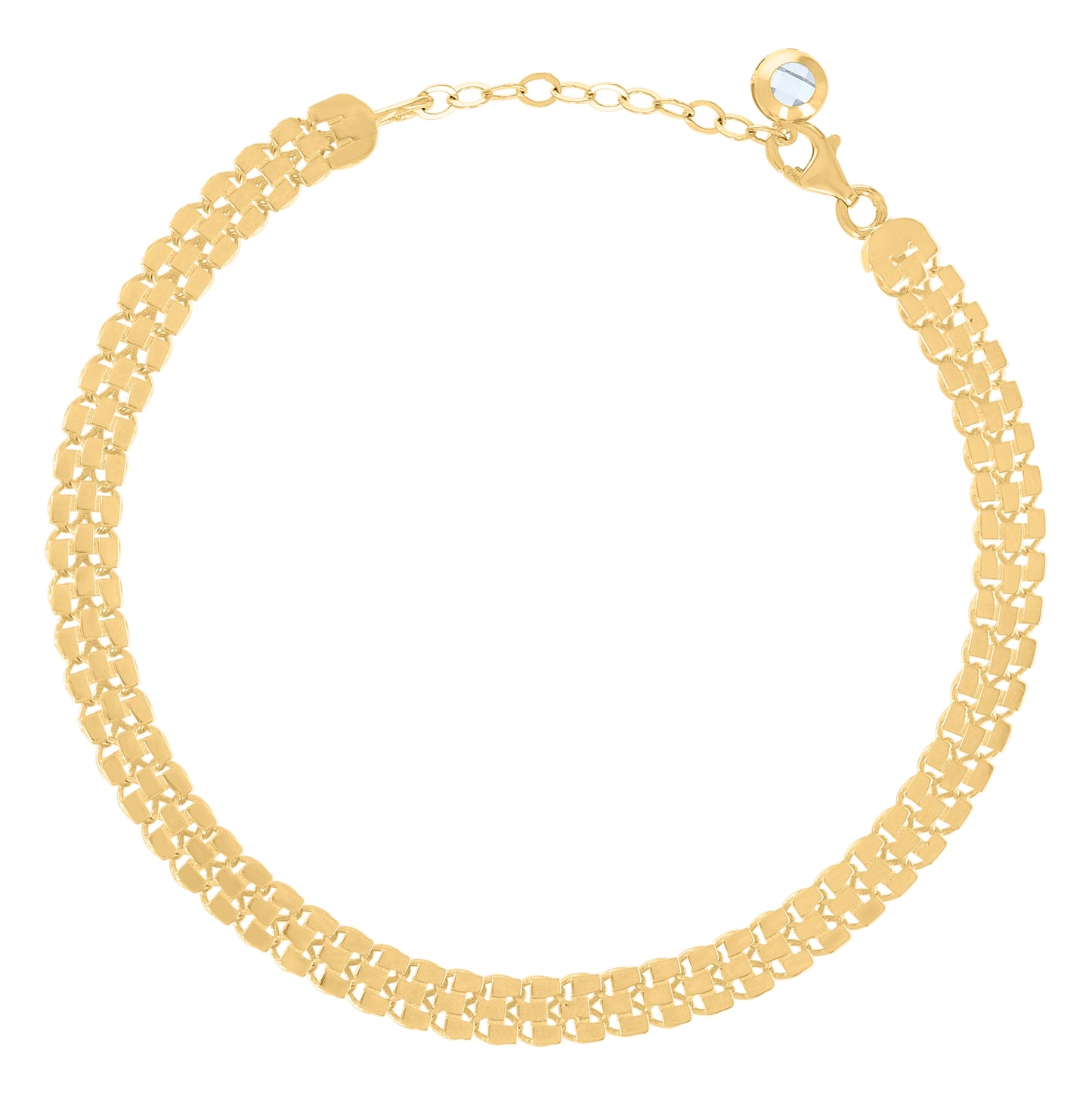 10K Yellow Gold Womens Cubic-Zirconia Fashion Link Bracelet Size 8 Inches