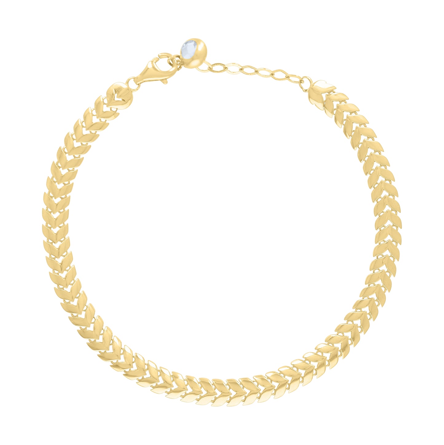 10K Yellow Gold Womens Cubic-Zirconia Fashion Link Bracelet Size 8 Inches