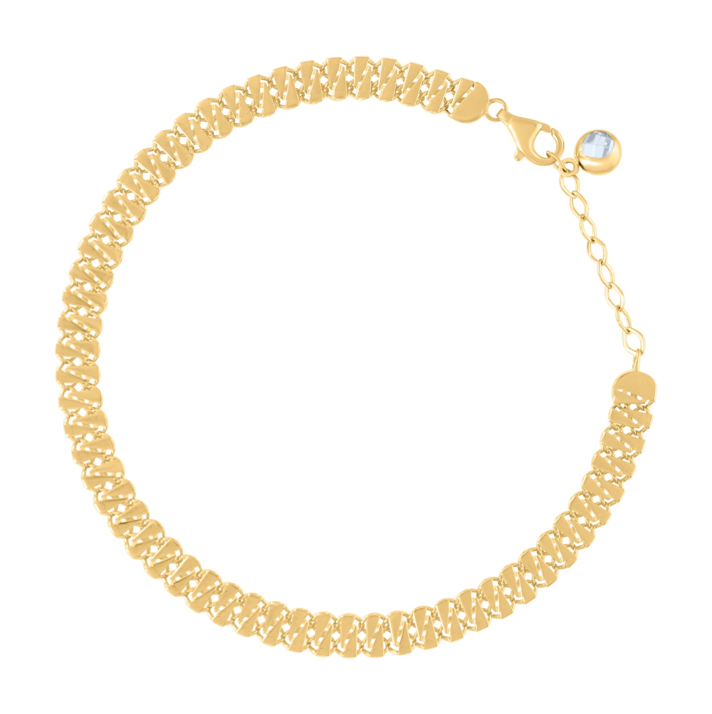 10K Yellow Gold Womens Cubic-Zirconia Fashion Link Bracelet Size 8 Inches