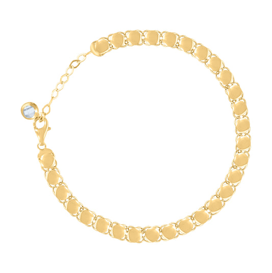 10K Yellow Gold Womens Cubic-Zirconia Fashion Link Bracelet Size 8 Inches