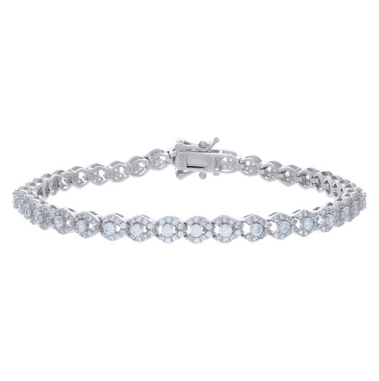 Sterling Silver Womens Cubic-Zirconia Fashion Link Bracelet Size 7 Inches