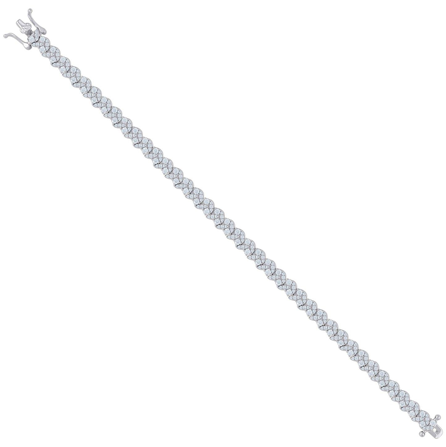 Sterling Silver Womens Cubic-Zirconia Fashion Link Bracelet Size 7 Inches