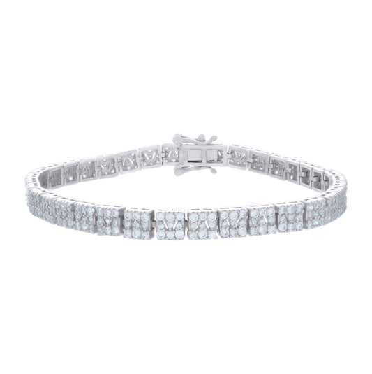 Sterling Silver Womens Cubic-Zirconia Fashion Link Bracelet Size 7 Inches