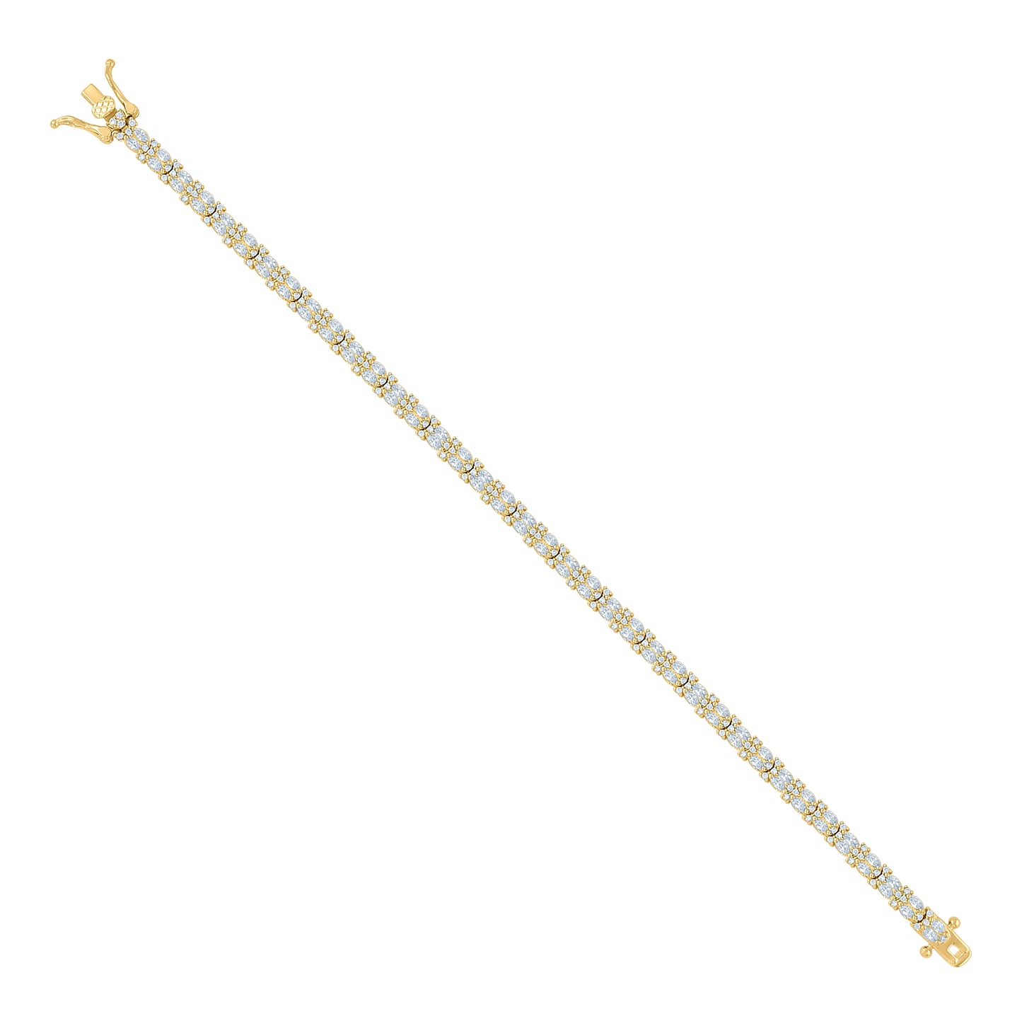 Sterling Silver Womens Marquise Round Cubic-Zirconia Fashion Link Bracelet Size 7 Inches