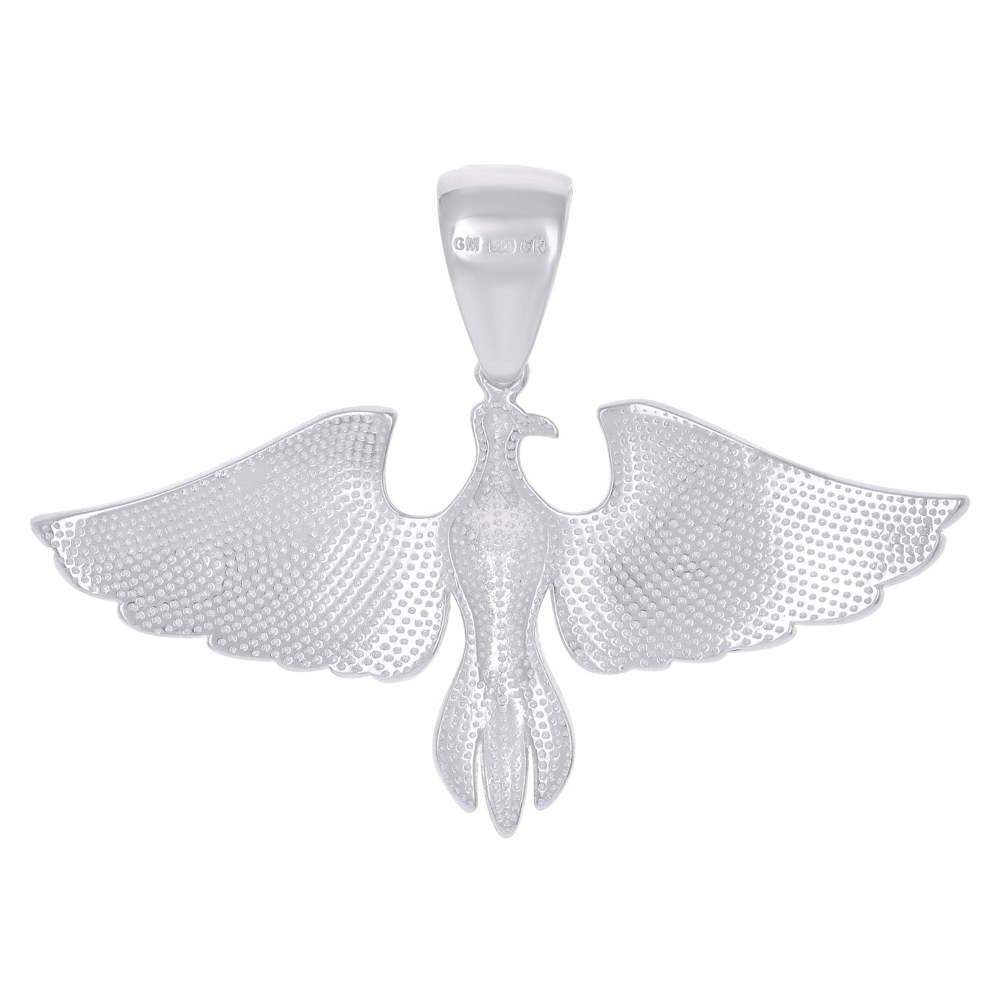 Sterling Silver Men Cubic-Zirconia Eagle Bird Patriotic Charm Pendant