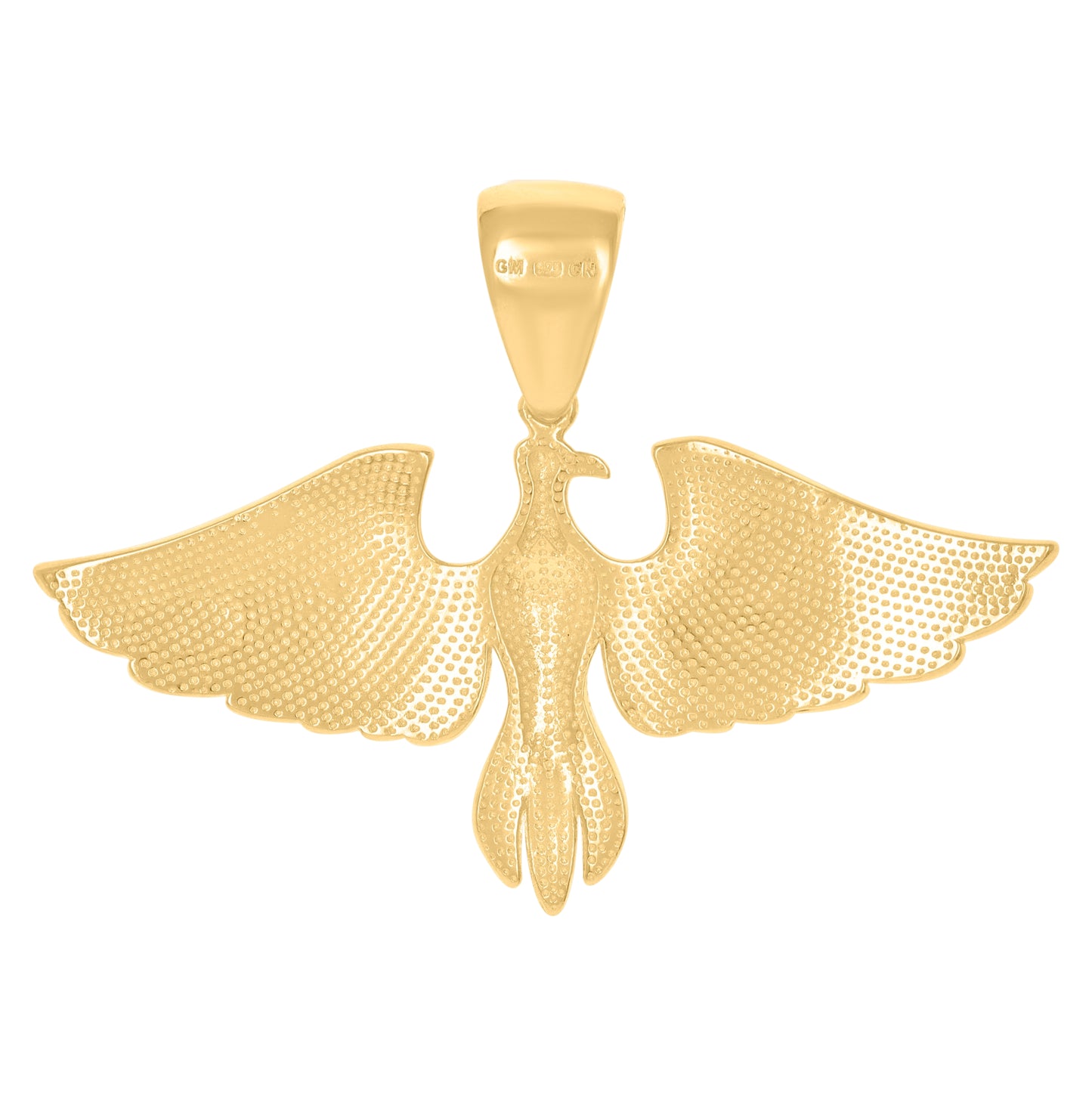 Sterling Silver Men Cubic-Zirconia Eagle Bird Patriotic Charm Pendant