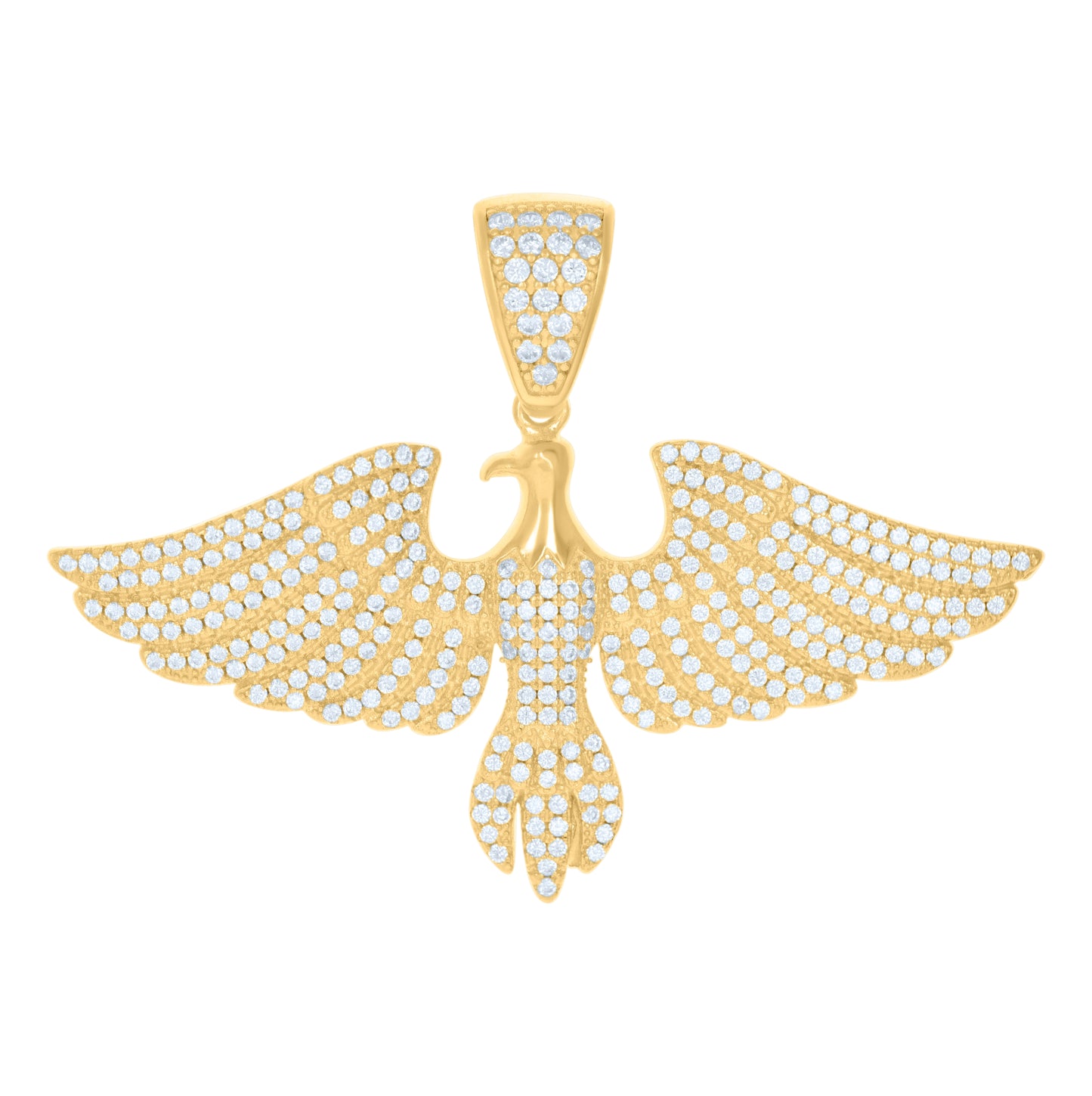 Sterling Silver Men Cubic-Zirconia Eagle Bird Patriotic Charm Pendant