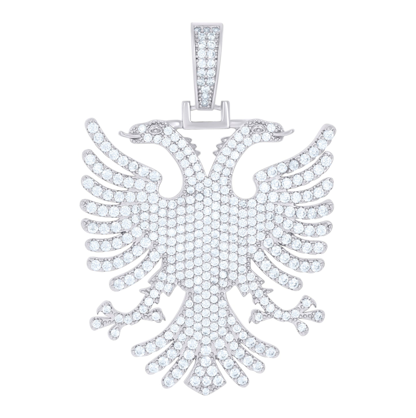 Sterling Silver Men Cubic-Zirconia Eagle Bird Patriotic Charm Pendant