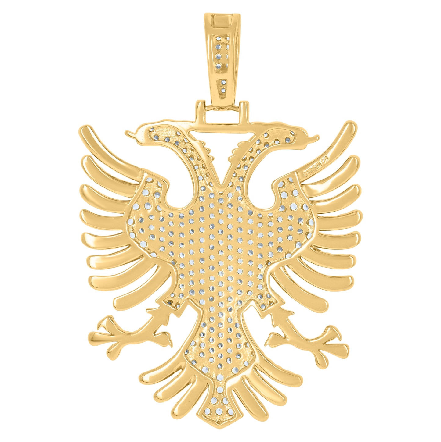 Sterling Silver Men Cubic-Zirconia Eagle Bird Patriotic Charm Pendant