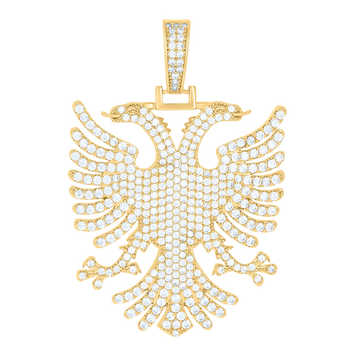 Sterling Silver Men Cubic-Zirconia Eagle Bird Patriotic Charm Pendant